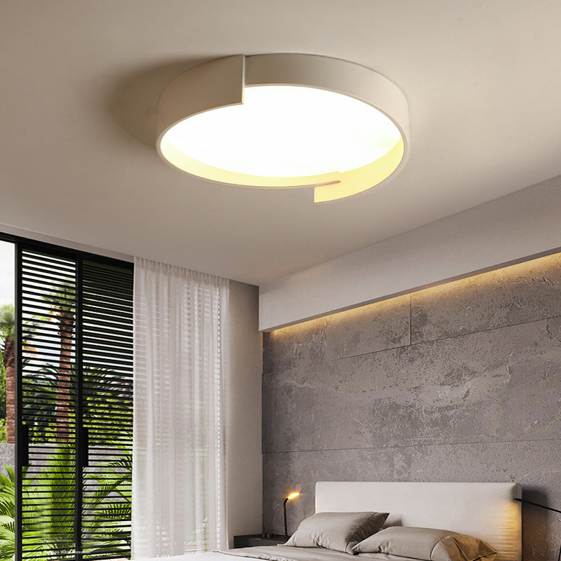 Double LED Ceiling Light, Round Metal Finish, Modern Dimmable Lighting, White, Gray, Green, Gold, Living Room | Sansoti