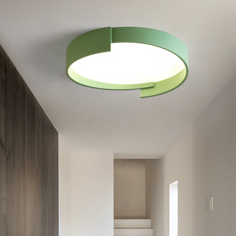 Double LED Ceiling Light, Round Metal Finish, Modern Dimmable Lighting, White, Gray, Green, Gold, Living Room | Sansoti