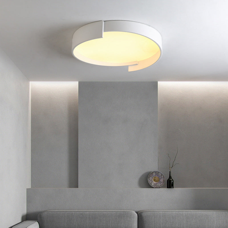 Double LED Ceiling Light, Round Metal Finish, Modern Dimmable Lighting, White, Gray, Green, Gold, Living Room | Sansoti