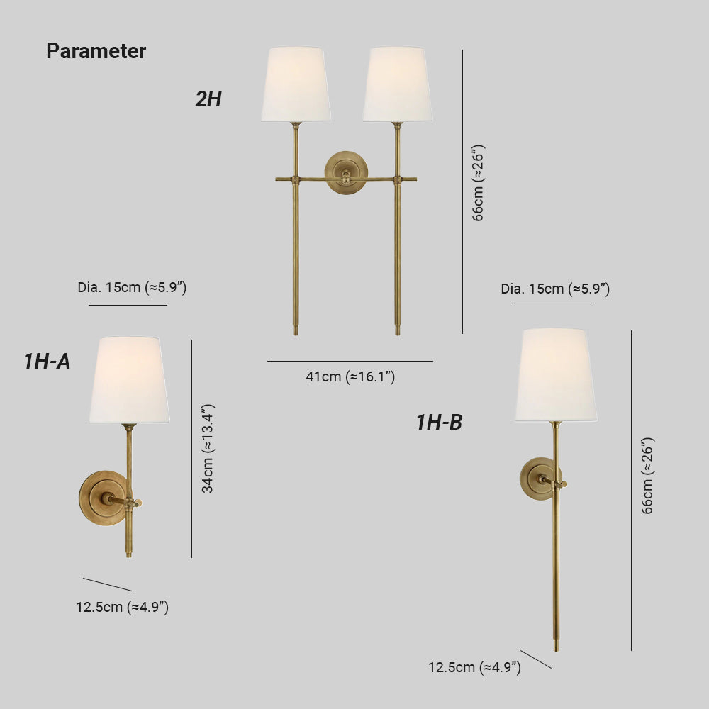 Wandleuchte Messing Stoff Leinen Konischer Schirm Klassisches Design Wohnzimmer Schlafzimmer Esszimmer Warmes Stimmungslicht | Sansoti