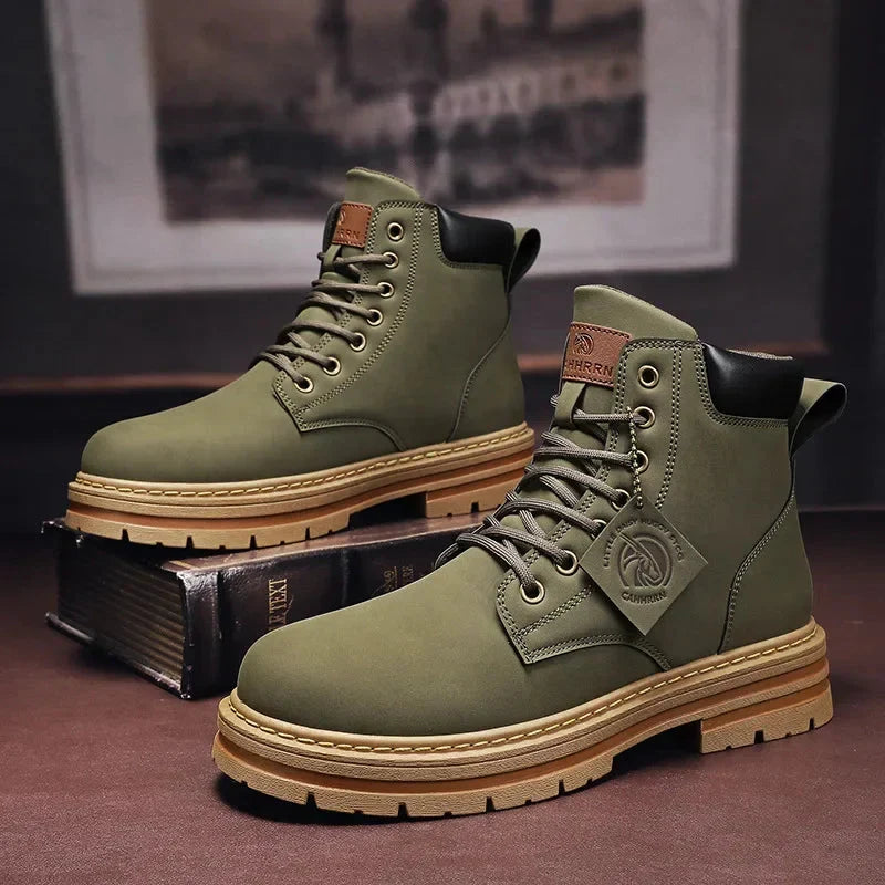 Lederstiefeletten für Herren mit Patchwork-Design - wasserdichtes PU-Leder, bequeme Alltagsschuhe | Sansoti