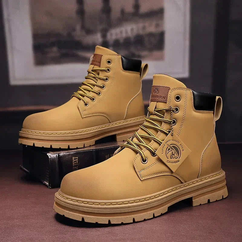 Lederstiefeletten für Herren mit Patchwork-Design - wasserdichtes PU-Leder, bequeme Alltagsschuhe | Sansoti