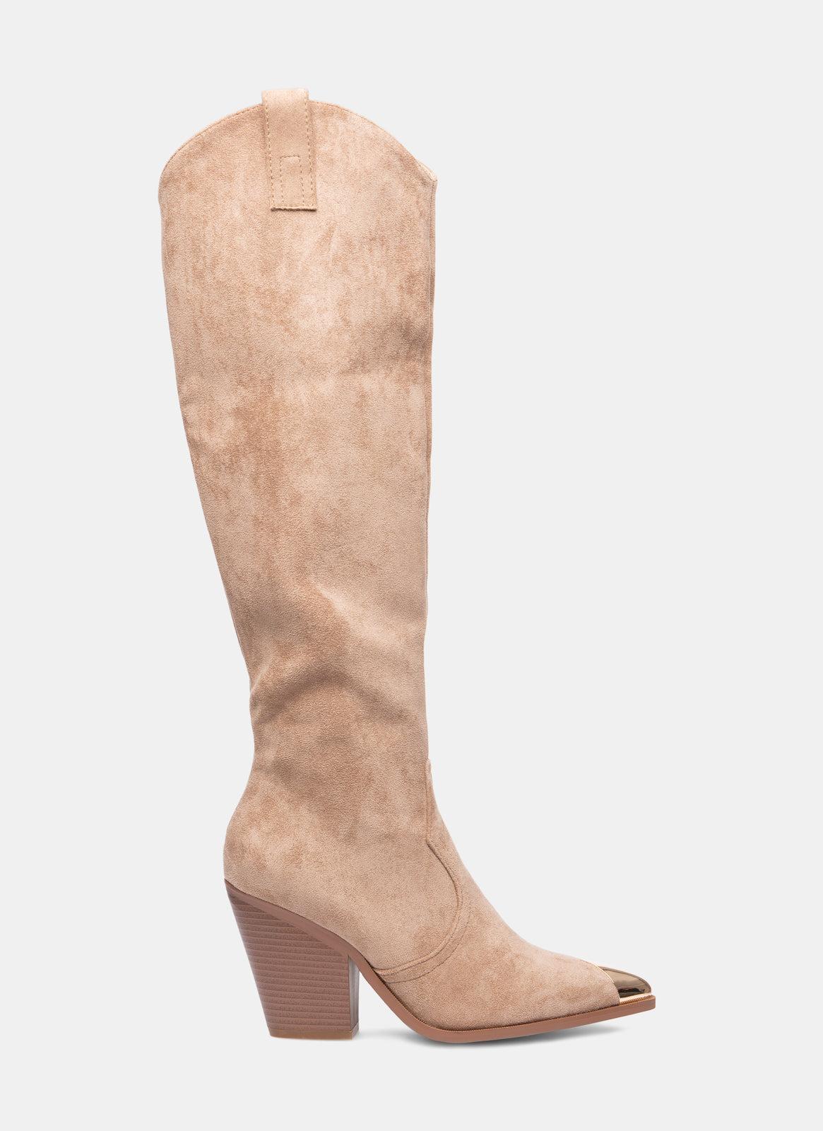 Dames Western Laarzen met Hoge Schacht en Blokhak Cowboy Stijl Leer-Look | Sansoti