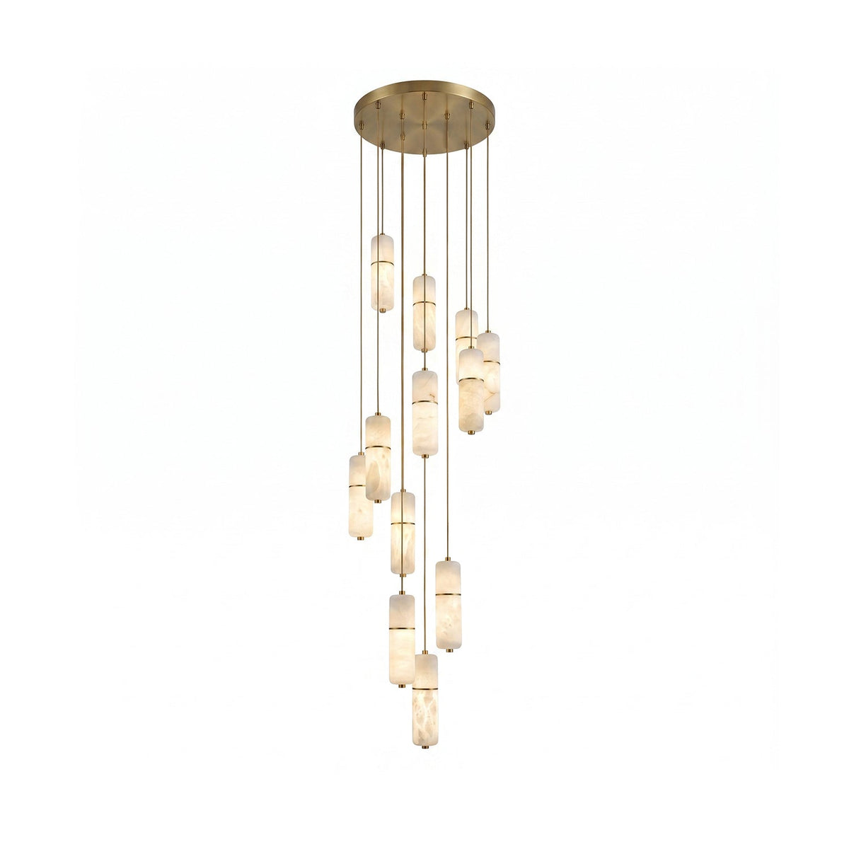 Kronleuchter Messing Alabaster LED Pendelleuchte 1-15 Leuchtpunkte Esszimmer Wohnzimmer Treppenhaus Stimmungsvolle Luxusbeleuchtung | Sansoti