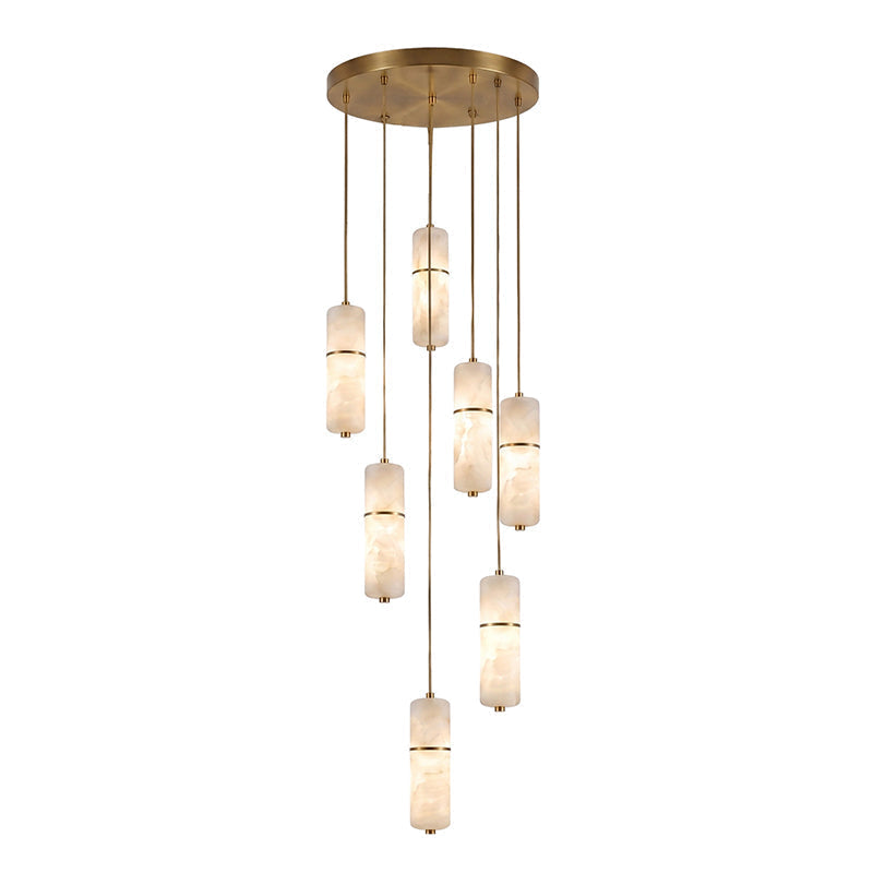Kronleuchter Messing Alabaster LED Pendelleuchte 1-15 Leuchtpunkte Esszimmer Wohnzimmer Treppenhaus Stimmungsvolle Luxusbeleuchtung | Sansoti