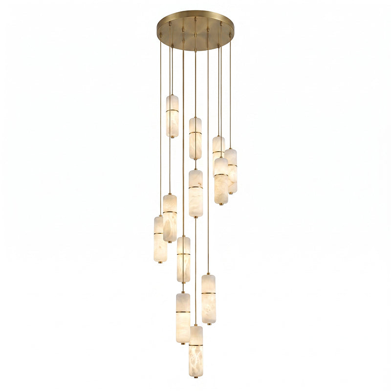 Kronleuchter Messing Alabaster LED Pendelleuchte 1-15 Leuchtpunkte Esszimmer Wohnzimmer Treppenhaus Stimmungsvolle Luxusbeleuchtung | Sansoti