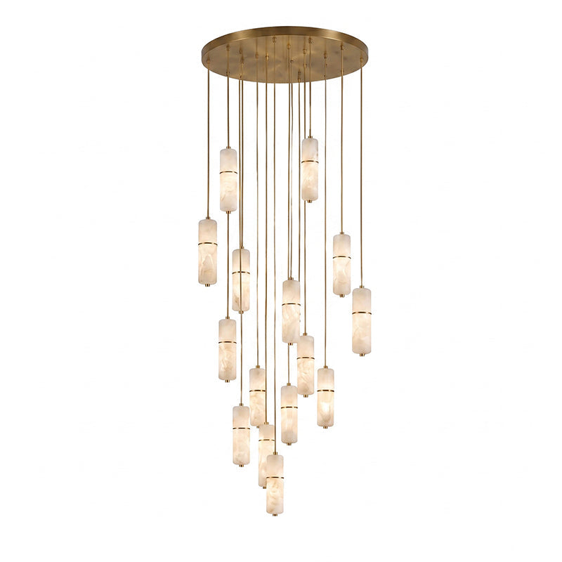 Kronleuchter Messing Alabaster LED Pendelleuchte 1-15 Leuchtpunkte Esszimmer Wohnzimmer Treppenhaus Stimmungsvolle Luxusbeleuchtung | Sansoti
