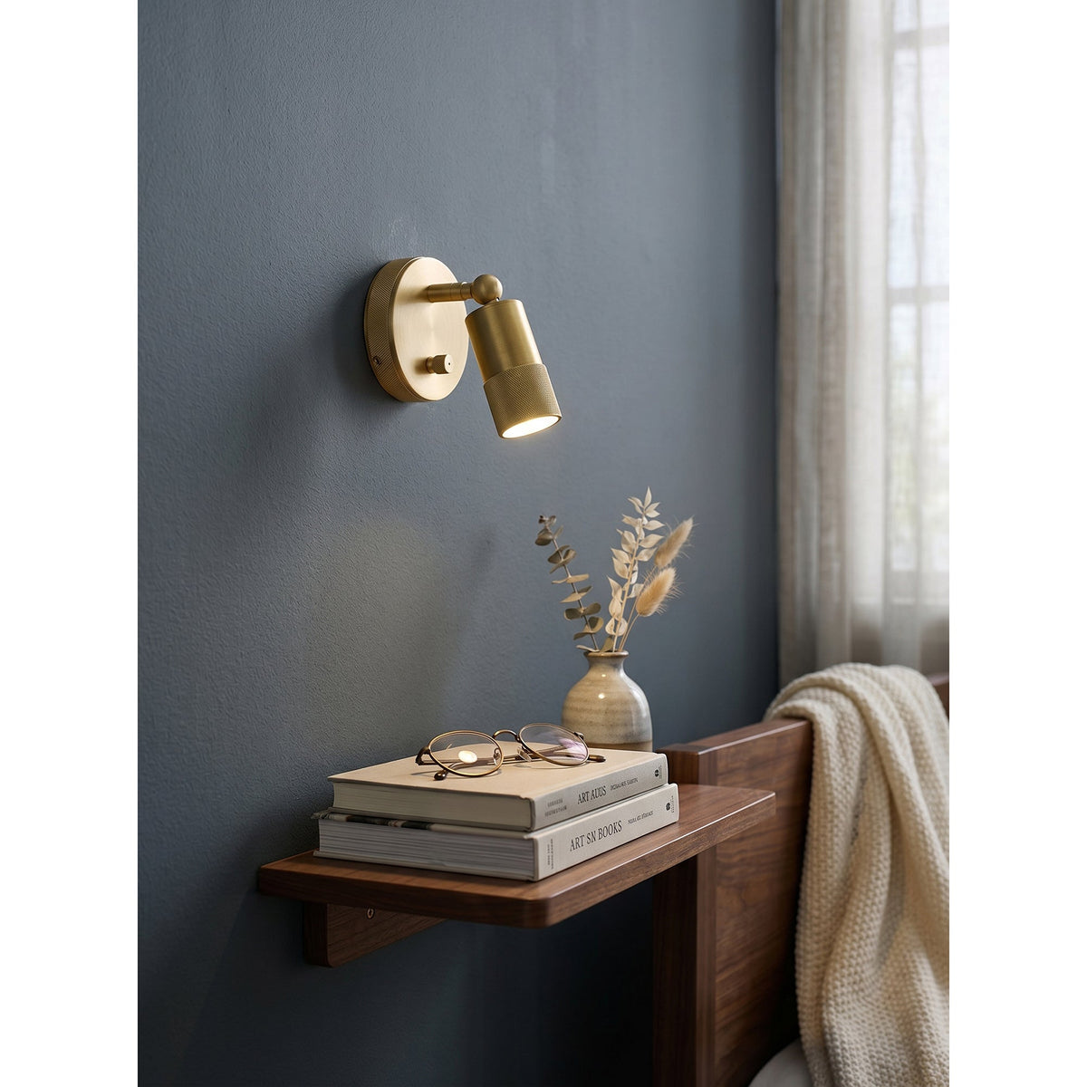 Antique Brass Wall Lamp Integrated LED Lighting Hardwired Warm Light 4500K for Living Room Hallway Bedroom | Sansoti