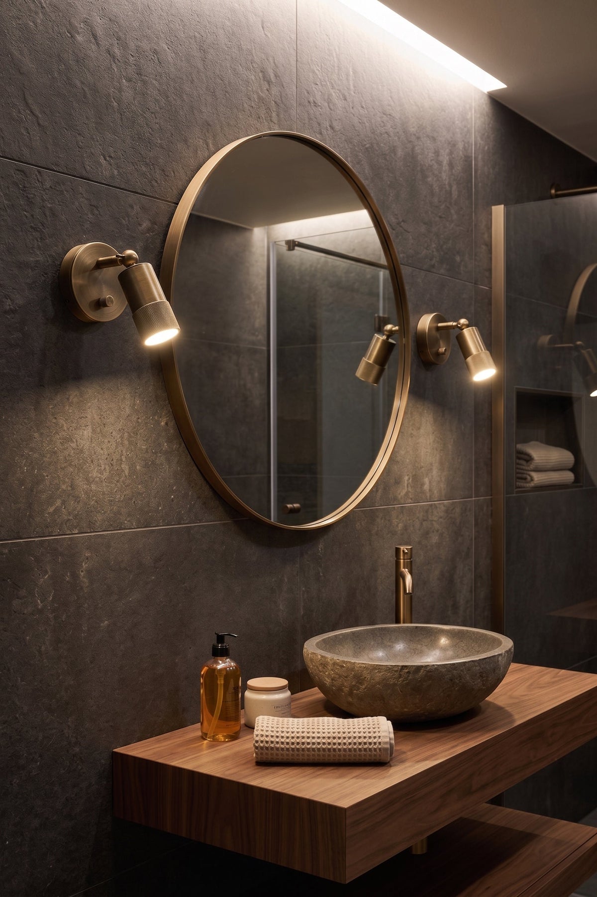 Antique Brass Wall Lamp Integrated LED Lighting Hardwired Warm Light 4500K for Living Room Hallway Bedroom | Sansoti
