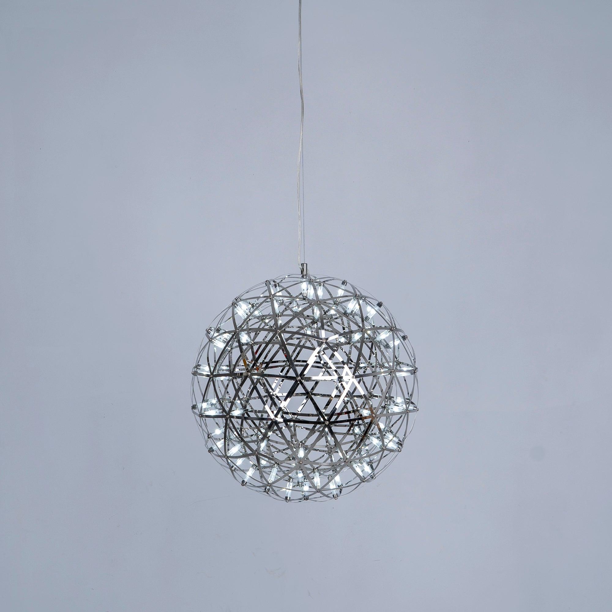 LED Hanglamp Bol Zilver Sfeerverlichting Moderne Lichtbol met Dimbare Lichtpunten Transparante Kristalbol Decoratief Scandinavisch Warm Wit Industrieel Design Interieurlamp | Sansoti