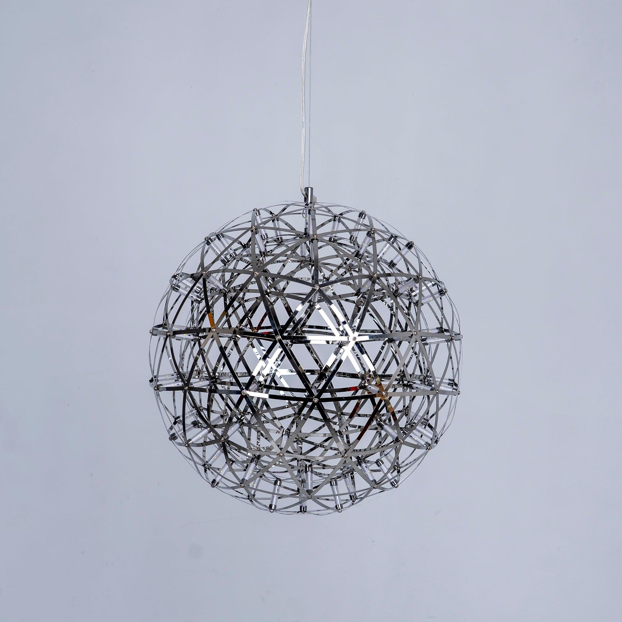 LED Hanglamp Bol Zilver Sfeerverlichting Moderne Lichtbol met Dimbare Lichtpunten Transparante Kristalbol Decoratief Scandinavisch Warm Wit Industrieel Design Interieurlamp | Sansoti