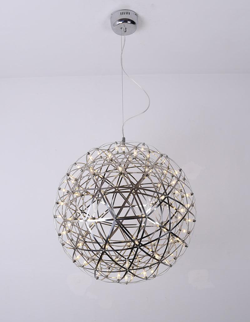 LED Hanglamp Bol Zilver Sfeerverlichting Moderne Lichtbol met Dimbare Lichtpunten Transparante Kristalbol Decoratief Scandinavisch Warm Wit Industrieel Design Interieurlamp | Sansoti