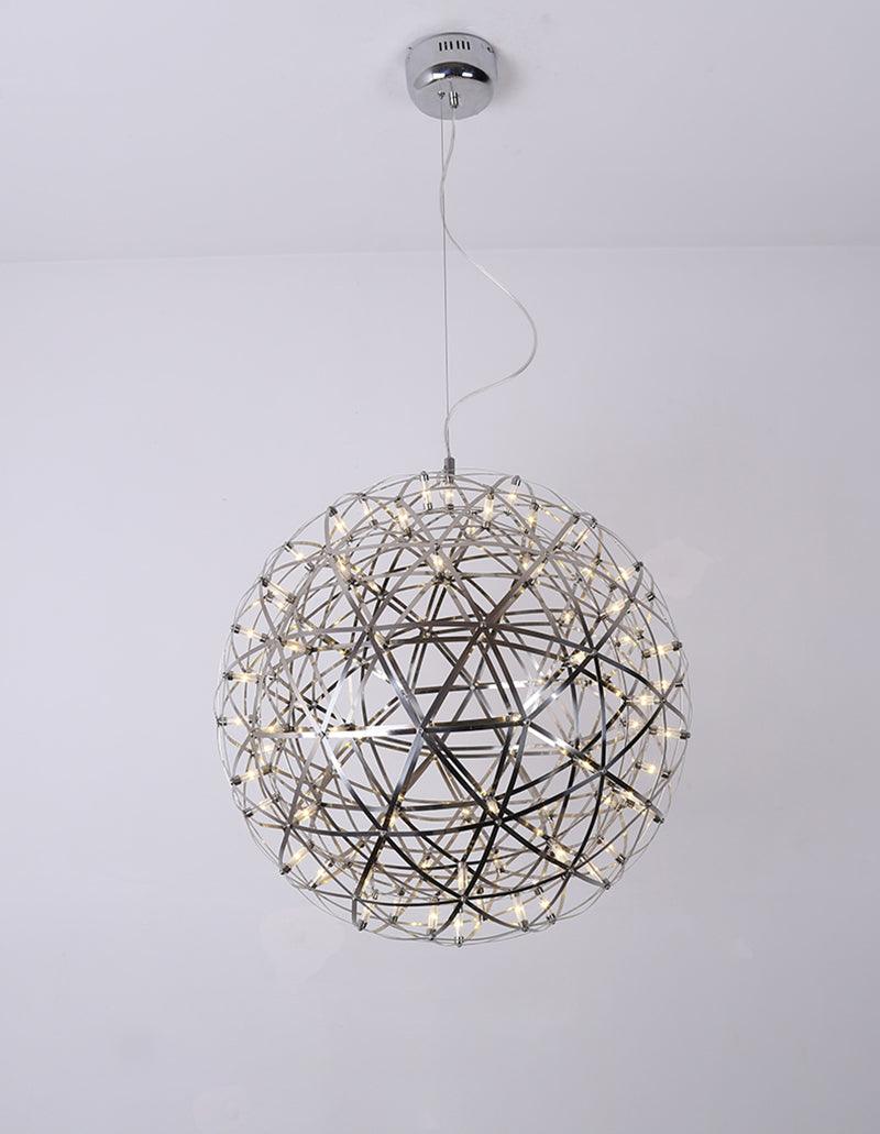 LED Hanglamp Bol Zilver Sfeerverlichting Moderne Lichtbol met Dimbare Lichtpunten Transparante Kristalbol Decoratief Scandinavisch Warm Wit Industrieel Design Interieurlamp | Sansoti
