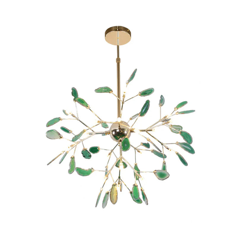 Agaat Kristal Kroonluchter met Natuursteen – Exclusieve Hanglamp voor Eetkamer, Woonkamer en Kantoor | Sansoti