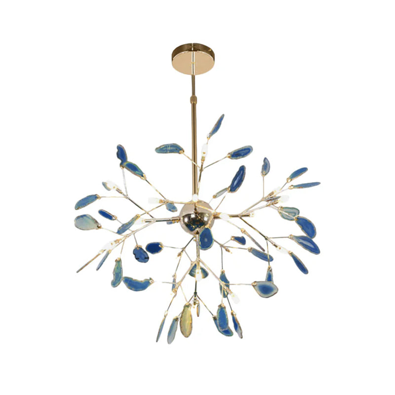 Agaat Kristal Kroonluchter met Natuursteen – Exclusieve Hanglamp voor Eetkamer, Woonkamer en Kantoor | Sansoti