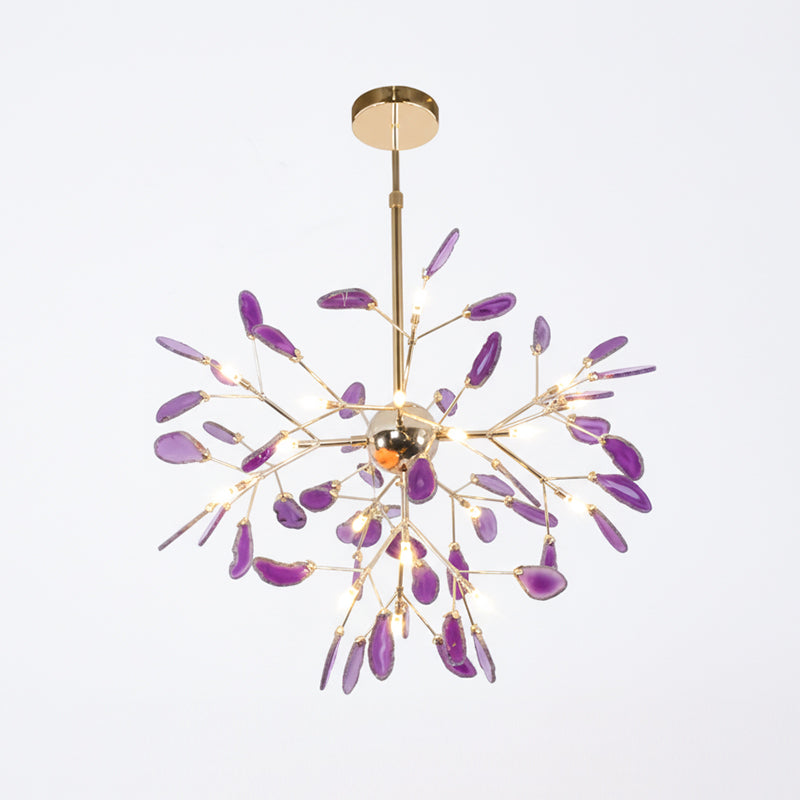 Agaat Kristal Kroonluchter met Natuursteen – Exclusieve Hanglamp voor Eetkamer, Woonkamer en Kantoor | Sansoti