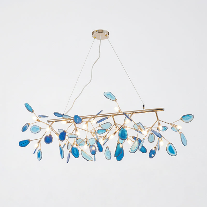 Agaat Kristal Kroonluchter met Natuursteen – Exclusieve Hanglamp voor Eetkamer, Woonkamer en Kantoor | Sansoti