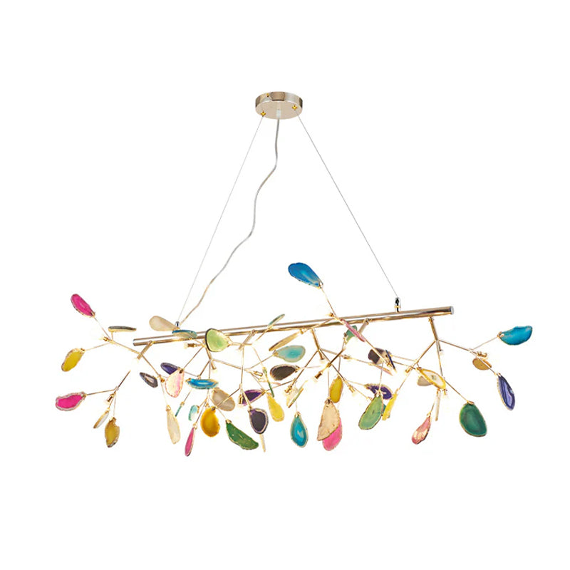 Agaat Kristal Kroonluchter met Natuursteen – Exclusieve Hanglamp voor Eetkamer, Woonkamer en Kantoor | Sansoti