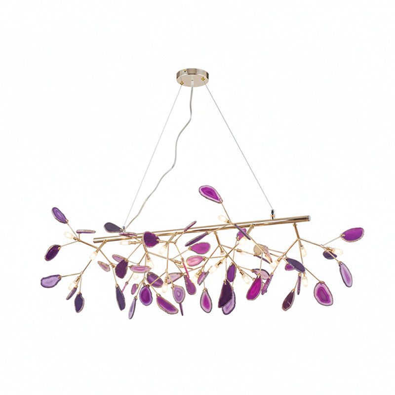 Agaat Kristal Kroonluchter met Natuursteen – Exclusieve Hanglamp voor Eetkamer, Woonkamer en Kantoor | Sansoti