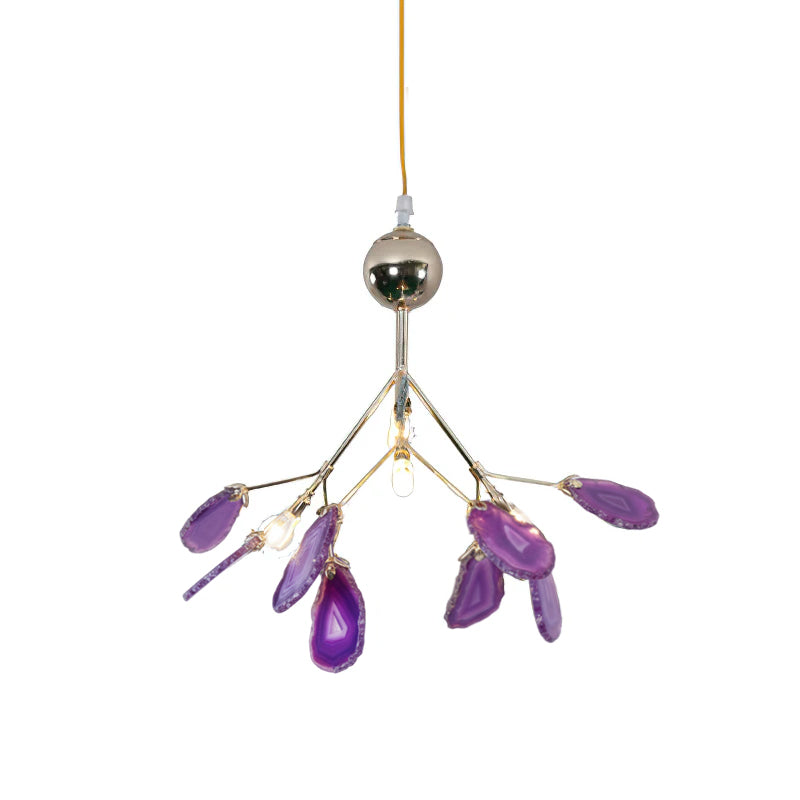 Agaat Kristal Kroonluchter met Natuursteen – Exclusieve Hanglamp voor Eetkamer, Woonkamer en Kantoor | Sansoti