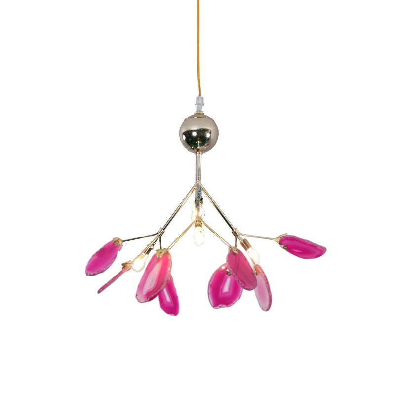 Agaat Kristal Kroonluchter met Natuursteen – Exclusieve Hanglamp voor Eetkamer, Woonkamer en Kantoor | Sansoti