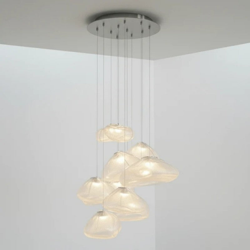 Glazen Hanglamp met Organische Textuur Transparant Rookgrijs Amber | Sansoti
