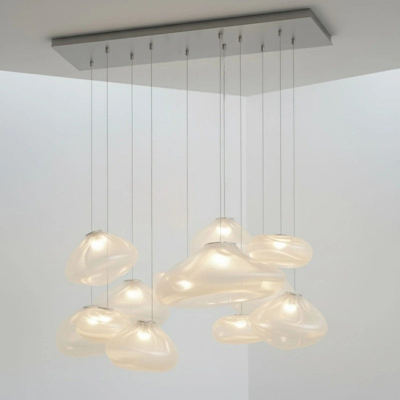 Glazen Hanglamp met Organische Textuur Transparant Rookgrijs Amber | Sansoti