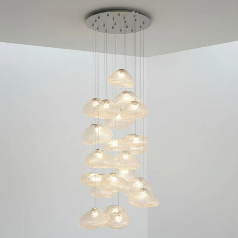 Glazen Hanglamp met Organische Textuur Transparant Rookgrijs Amber | Sansoti