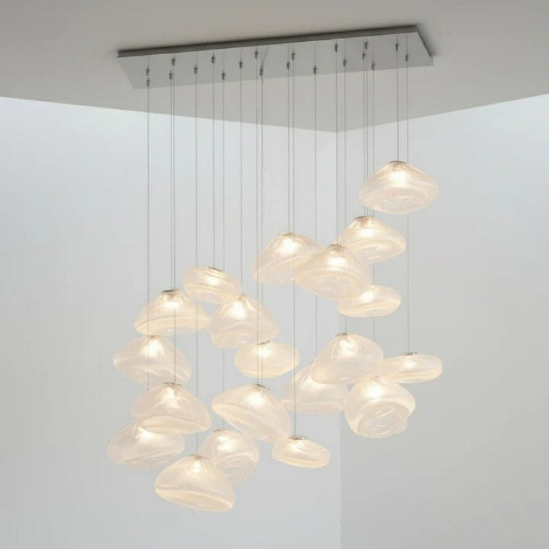 Glazen Hanglamp met Organische Textuur Transparant Rookgrijs Amber | Sansoti