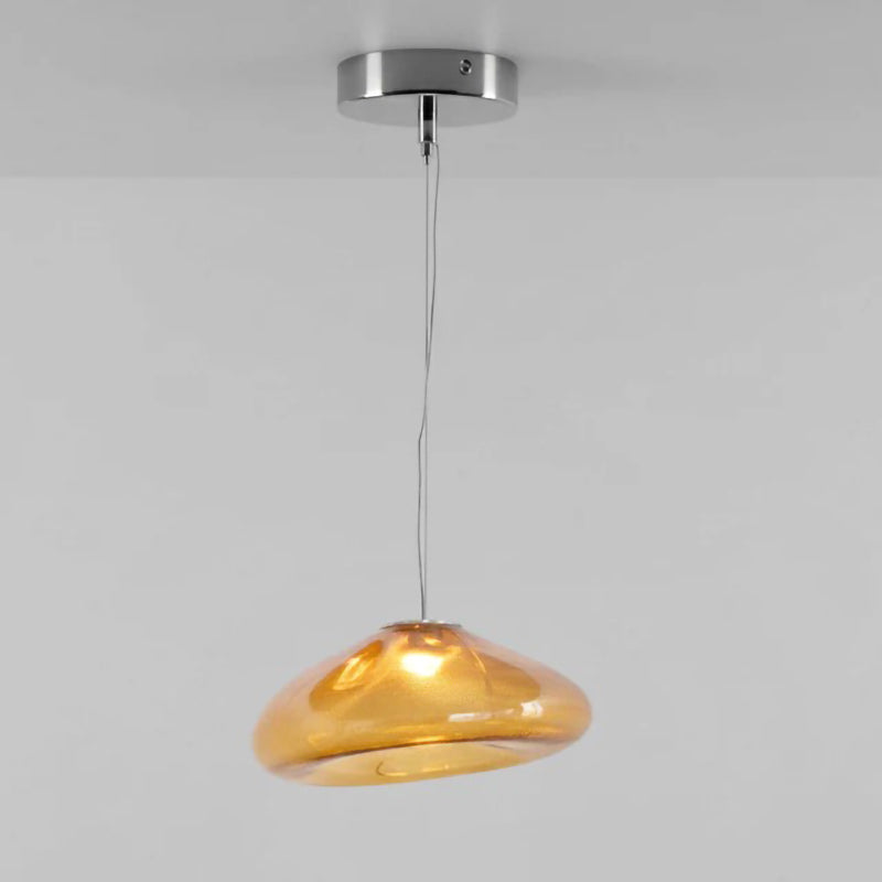 Glazen Hanglamp met Organische Textuur Transparant Rookgrijs Amber | Sansoti