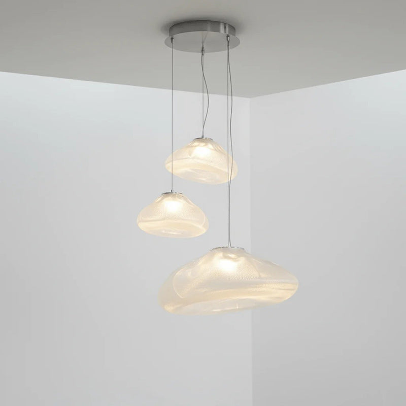 Glazen Hanglamp met Organische Textuur Transparant Rookgrijs Amber | Sansoti