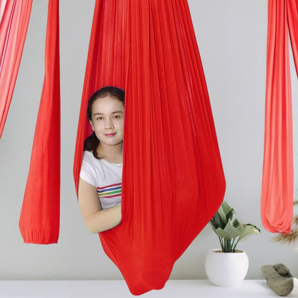 Sensorische Schaukel Hängematte Kinder Elastischer Stoff Blau Grau Rot Lila 100x280 150x280cm | Restfield