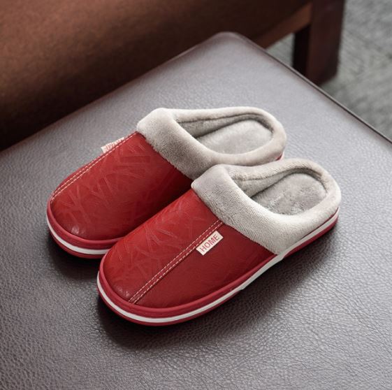 Warme Winterpantoffels Unisex Waterdicht PU Leer Antislip Memory Foam Binnenschoenen Heren Dames Comfort | Sansoti