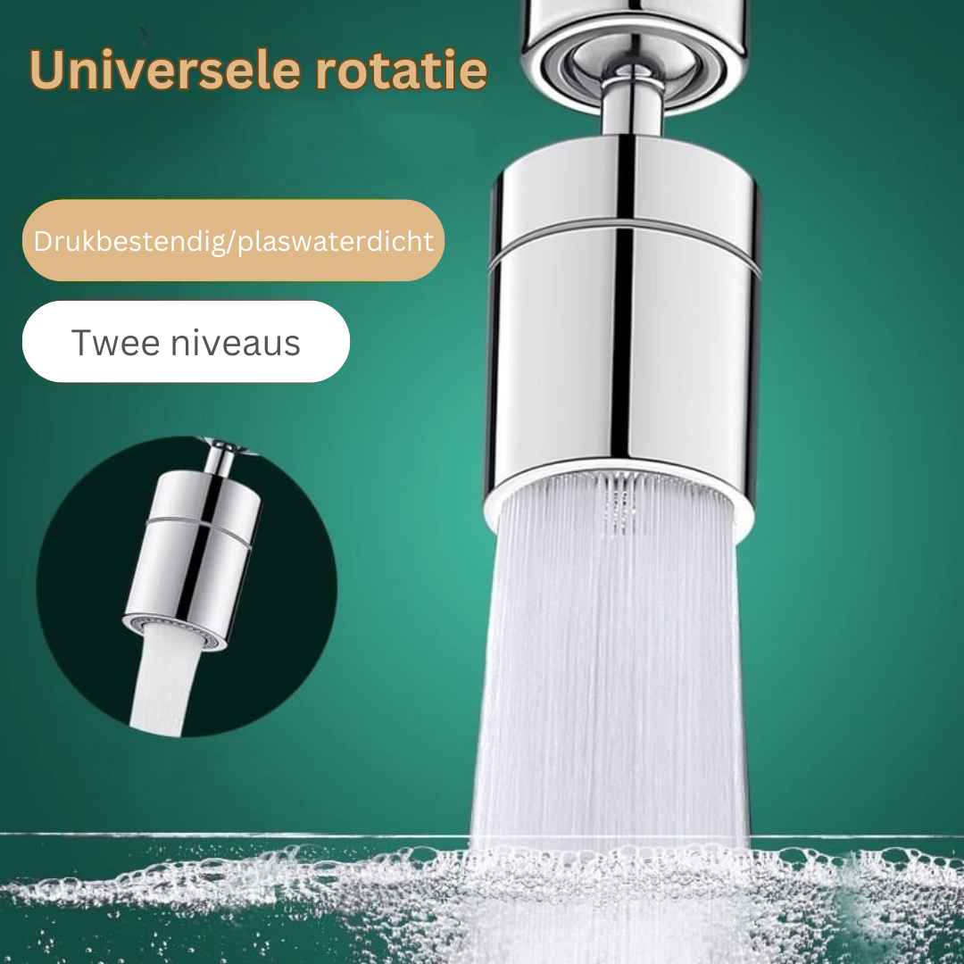 Kraan Spuitmond met 720° Draaibare Kop – Spatvrij Sproeikop met Anti-Spetter Technologie en Dubbele Waterstraal voor Keuken en Badkamer | Sansoti