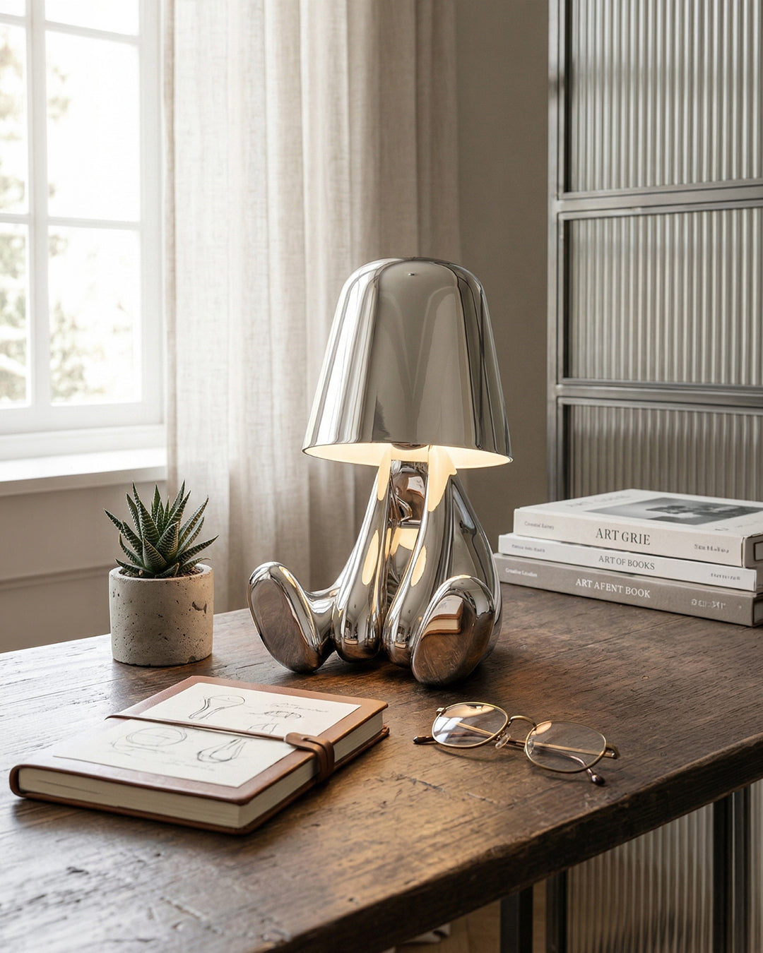 Metalen Tafellamp Sculptuur Figuur Sfeerlicht Touch Dimbaar LED Nachtlampje Goud Zilver Modern Design Decoratief | Sansoti