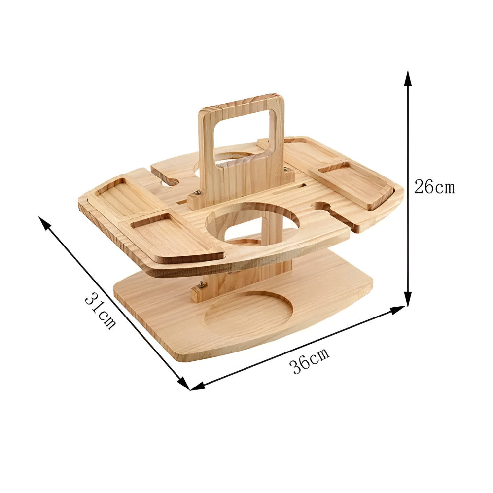 Picknicktafel Hout Met Wijnhouder Opvouwbaar Draagbaar 31x36x26cm | Sansoti