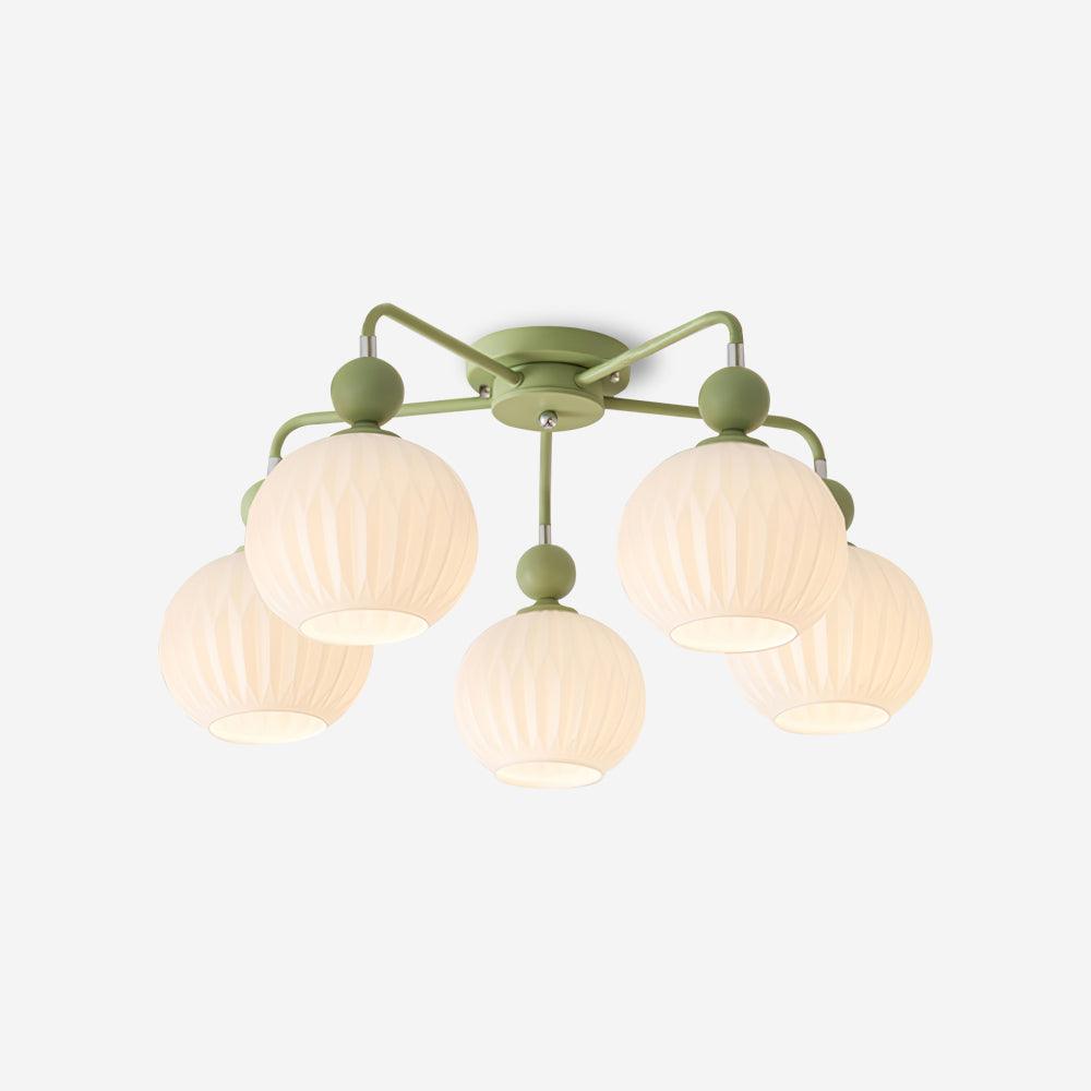 Ceiling Light with Wavy Glass Shades 4-8 Arms Black Green Living Room Bedroom Modern Design Ambient Lighting | Sansoti