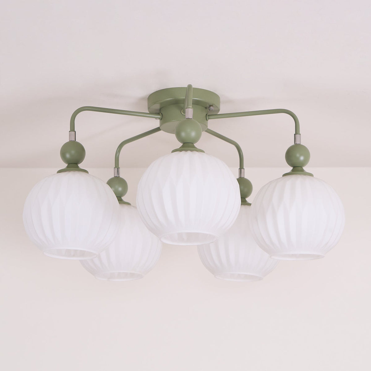 Ceiling Light with Wavy Glass Shades 4-8 Arms Black Green Living Room Bedroom Modern Design Ambient Lighting | Sansoti