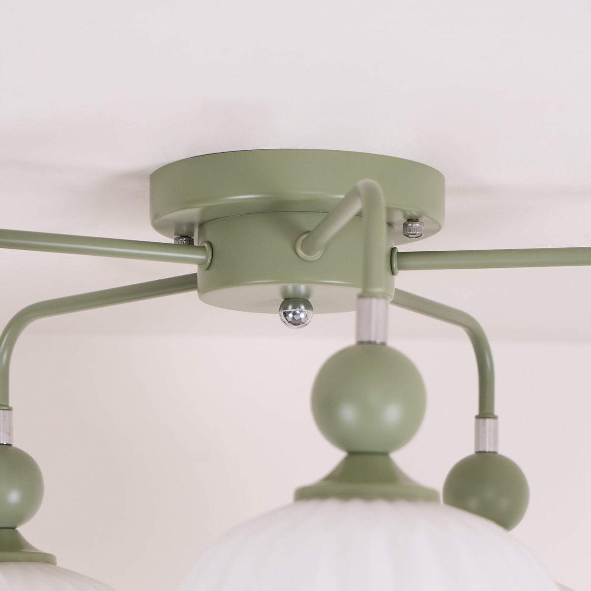 Ceiling Light with Wavy Glass Shades 4-8 Arms Black Green Living Room Bedroom Modern Design Ambient Lighting | Sansoti