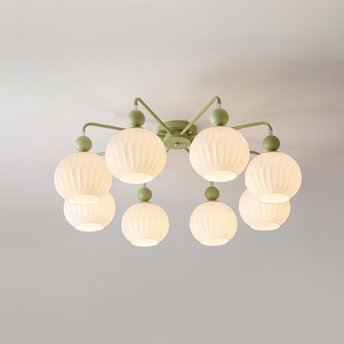 Ceiling Light with Wavy Glass Shades 4-8 Arms Black Green Living Room Bedroom Modern Design Ambient Lighting | Sansoti