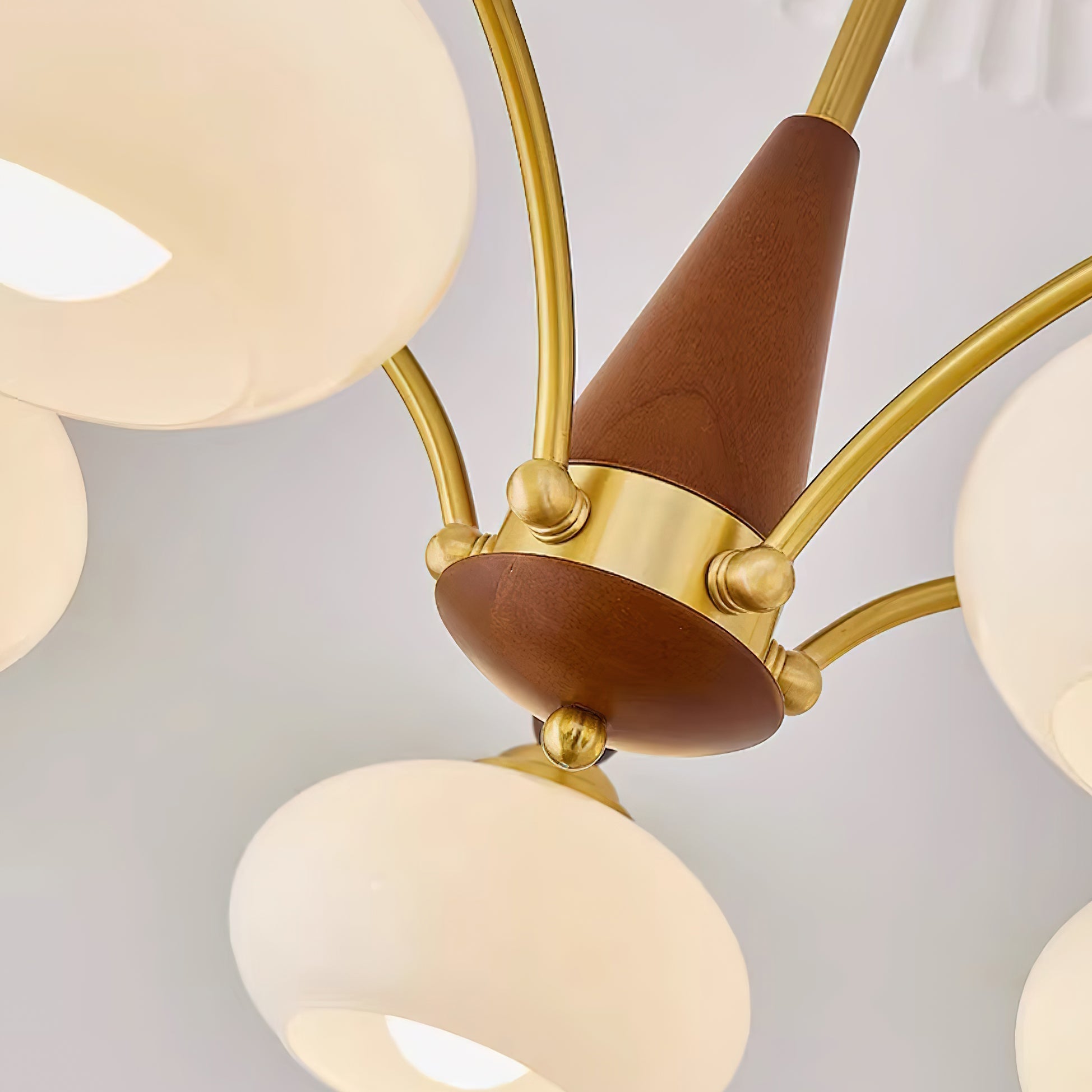 Retro Calliope Kroonluchter – Metalen Hanglamp met Glazen Kappen – 3, 5 of 8 Lichtpunten – Klassiek Vintage Design voor Eetkamer en Woonkamer | Sansoti