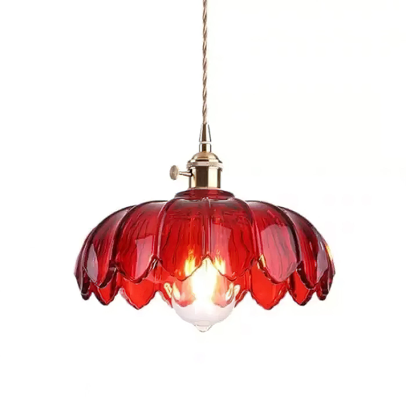 Retro Hanglamp met Bloembladkap en Messing Armatuur – Vintage Elegantie in Zes Glaskleuren – Enkele of Drievoudige Lichtpunten | Sansoti
