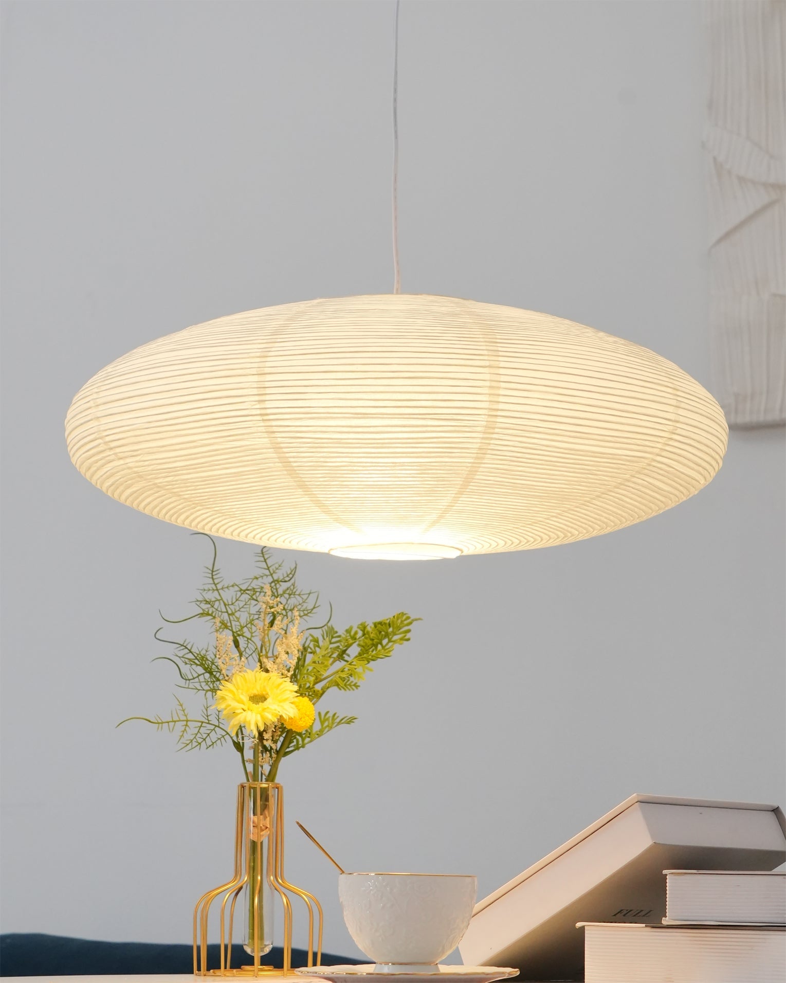Handgemaakte Washi Papieren Hanglamp – Japans Design met E26/E27 Fitting – Zachte Verlichting voor Woonkamer, Slaapkamer & Eetkamer – Met Montagehaakjes | Sansoti