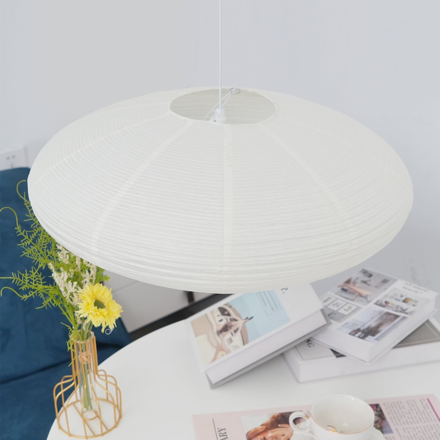 Handgemaakte Washi Papieren Hanglamp – Japans Design met E26/E27 Fitting – Zachte Verlichting voor Woonkamer, Slaapkamer & Eetkamer – Met Montagehaakjes | Sansoti