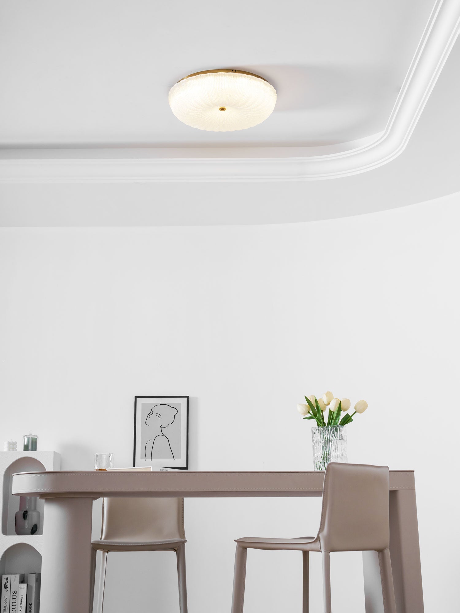 Glazen Plafondlamp met Geribbelde Textuur – Warm Dimbaar Licht voor Slaapkamer en Woonkamer – ø 20 tot 50 cm | Sansoti