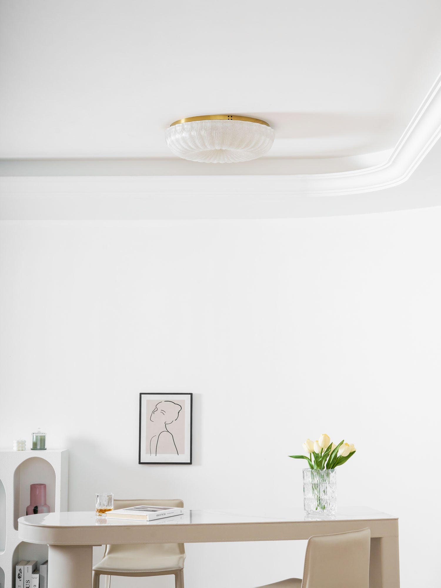 Glazen Plafondlamp met Geribbelde Textuur – Warm Dimbaar Licht voor Slaapkamer en Woonkamer – ø 20 tot 50 cm | Sansoti