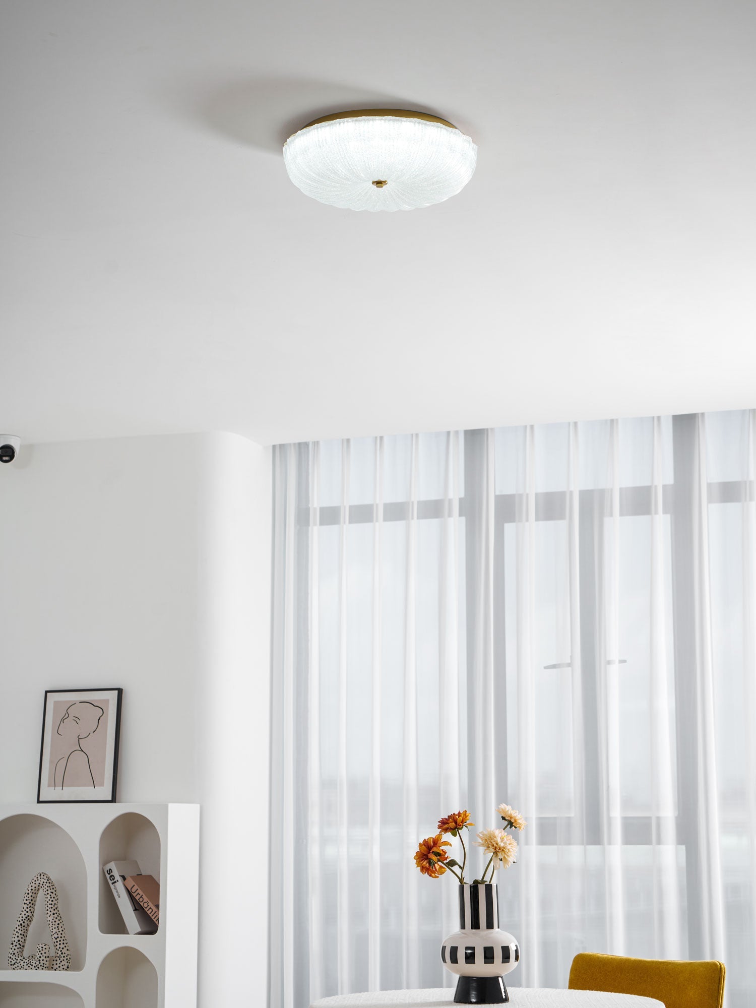 Glazen Plafondlamp met Geribbelde Textuur – Warm Dimbaar Licht voor Slaapkamer en Woonkamer – ø 20 tot 50 cm | Sansoti