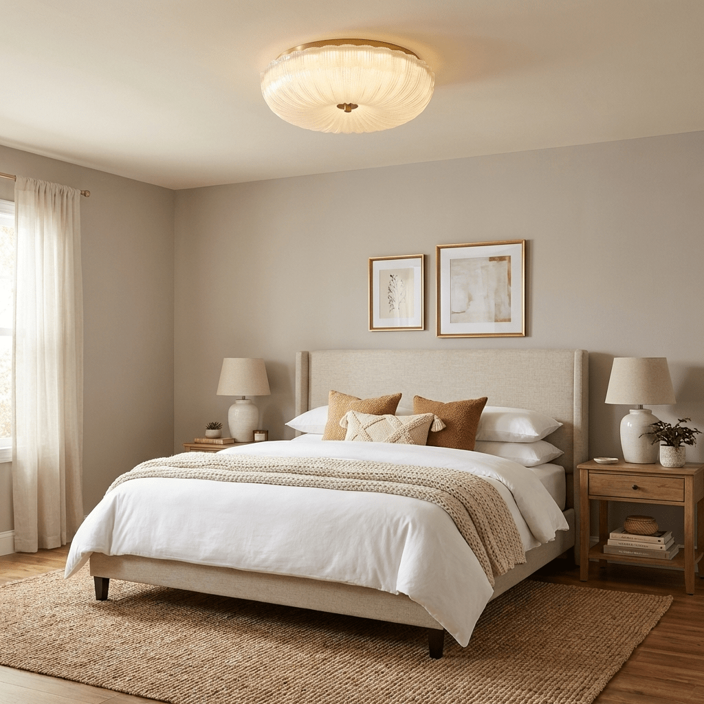Glazen Plafondlamp met Geribbelde Textuur – Warm Dimbaar Licht voor Slaapkamer en Woonkamer – ø 20 tot 50 cm | Sansoti