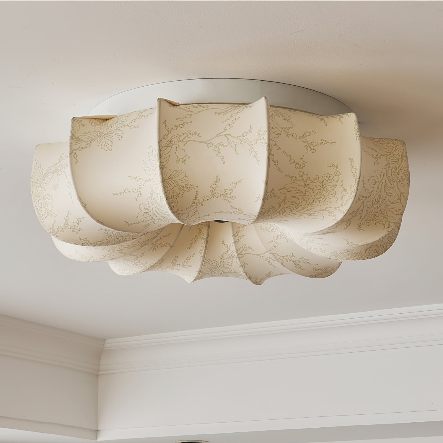 Stoffen Plafondlamp met Bloemenpatroon Natuurlijke Sfeerverlichting Scandinavisch Design Woon- en Slaapkamer Verlichting | Sansoti