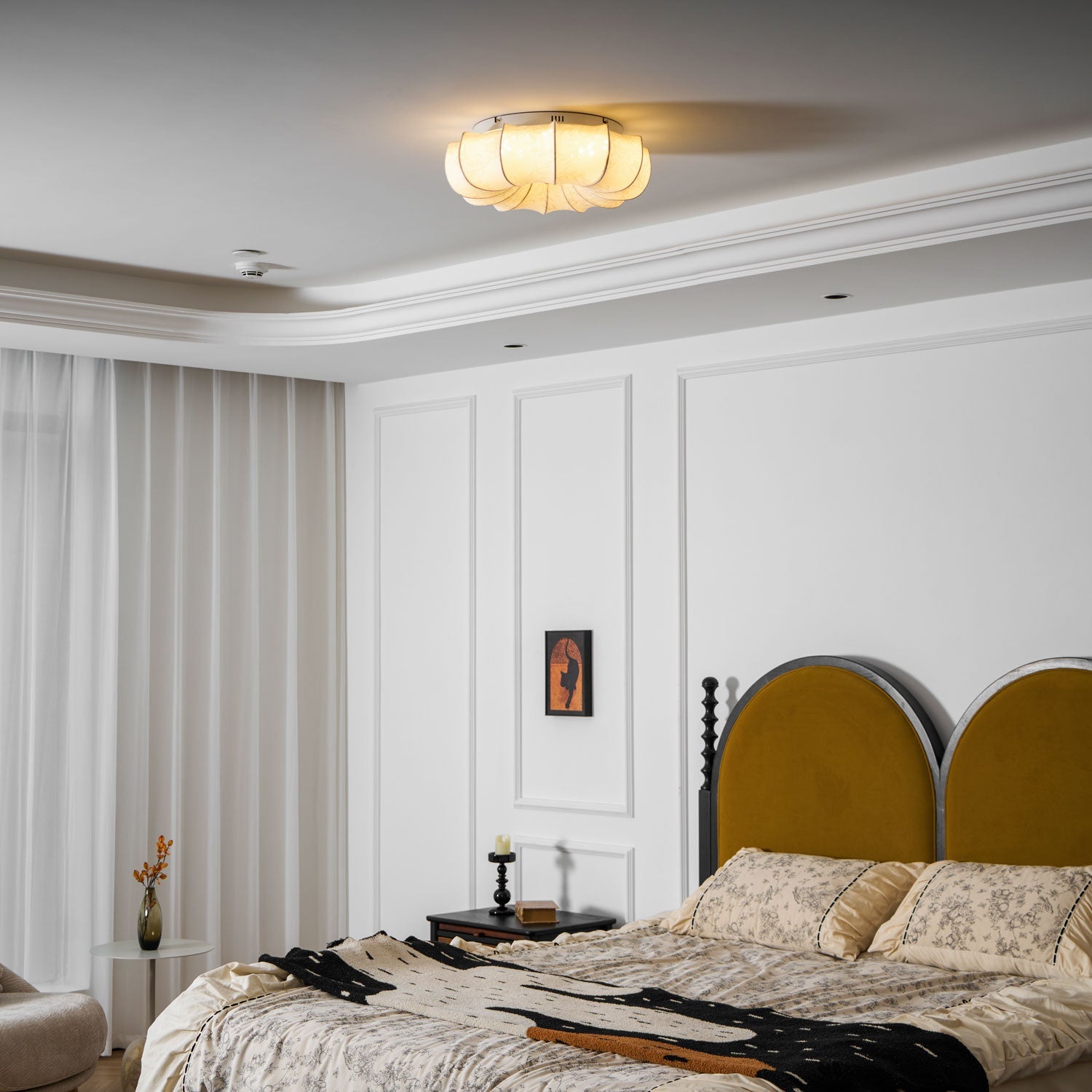 Stoffen Plafondlamp met Bloemenpatroon Natuurlijke Sfeerverlichting Scandinavisch Design Woon- en Slaapkamer Verlichting | Sansoti